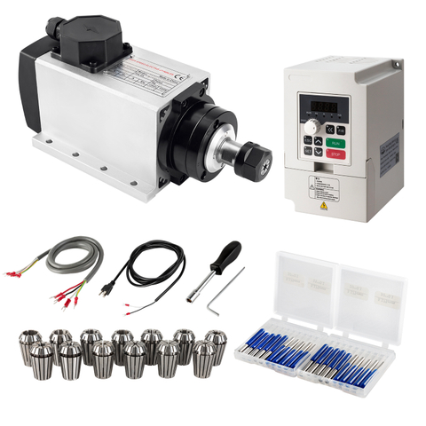 CNC Spindle Motor dəstləri, 1Sset DIY 110V 2.2kw Air soyudulmuş Spindle Motor Square CNC Router 