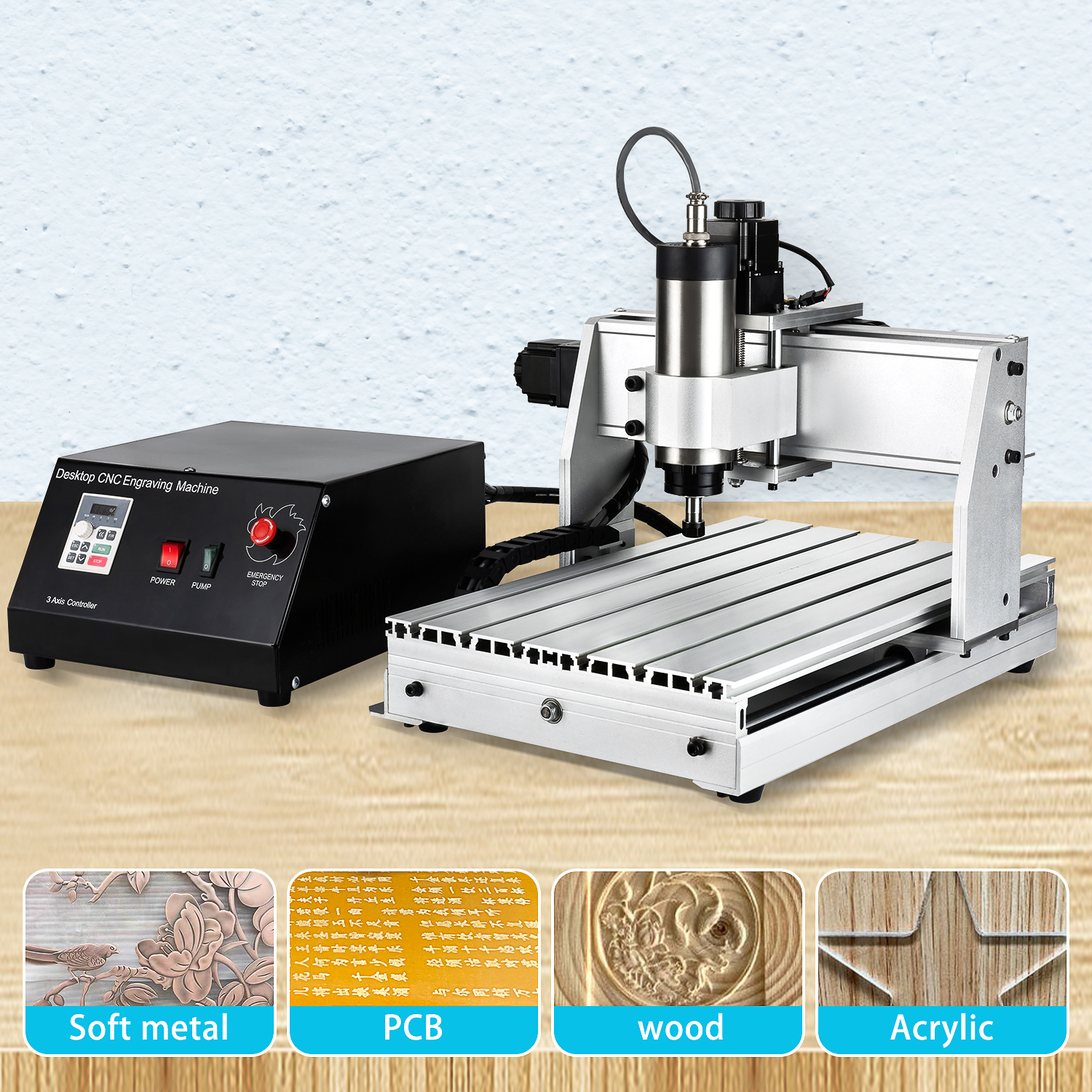 6040 CNC Router Machine 3 Axis 4 Axis 300W 800W 1500W MACH3 300x400mm