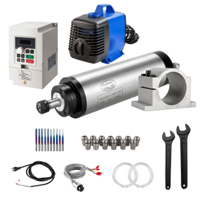CNC Spindle Motor Kits, 110V 1.5KW 65mm Water Cooled Spindle Motor +1.5KW VFD+ Clamp Mount +Water Pump+ Water hose+ER11 Collet kit + Drill bits+ wires+wrenches 
