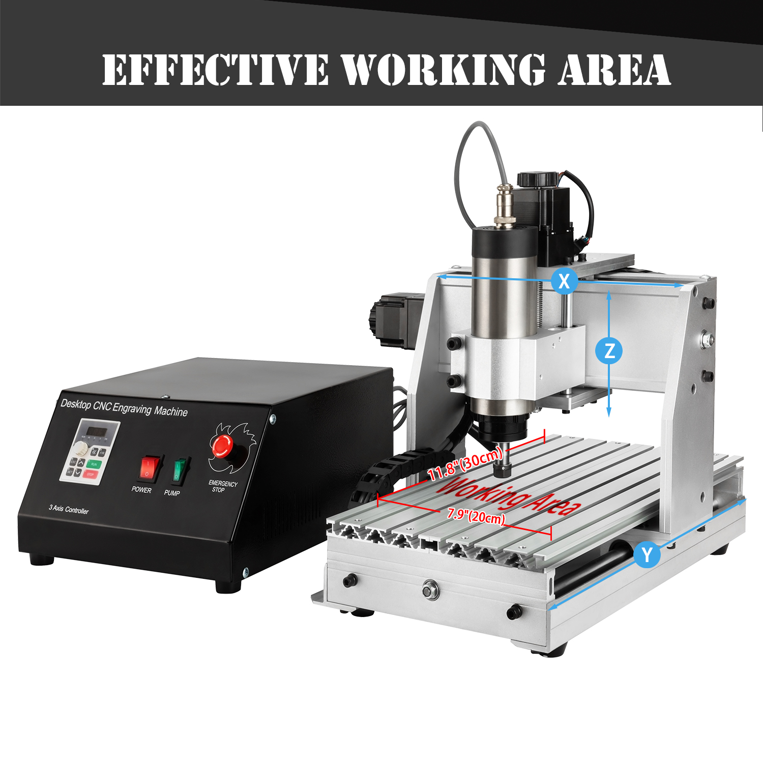3020 CNC Router Machine 3 Axis 4 Axis 300W 800W 1500W MACH3 300x200mm