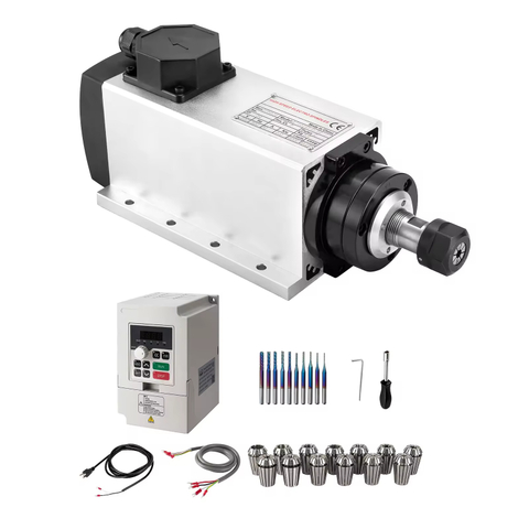 ঝং হুয়া জিয়াং ER20 3 কেডব্লিউ স্কয়ার 220V/380V এয়ার কুলড সিএনসি স্পিন্ডল মোটর সিএনসি রাউটার খোদাই মেশিনের জন্য ভিএফডি কিট সহ